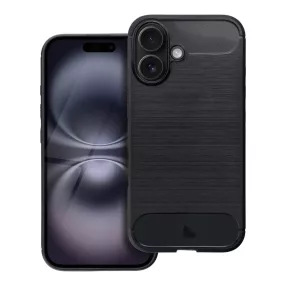   iPhone 16 Plus szilikon tok, hátlaptok, telefon tok, karbon mintás, fekete, Carbon case