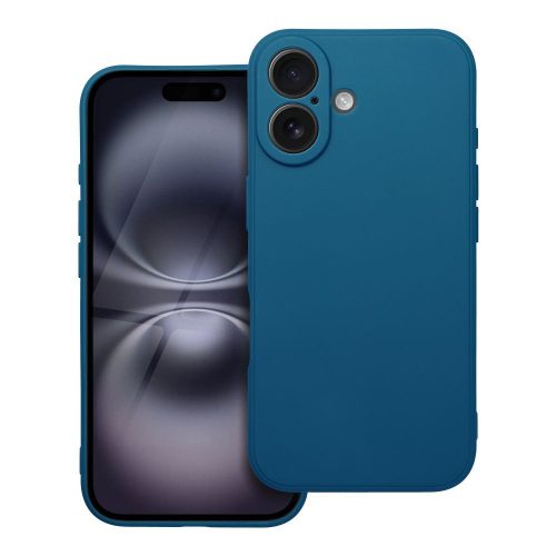 iPhone 16 szilikon tok, telefon tok, hátlaptok, matt, sötétkék, Matt case