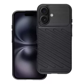   iPhone 16 szilikon tok, hátlap tok, ütésálló, fekete, Thunder