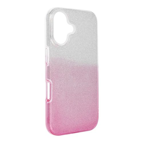 iPhone 16 szilikon tok, hátlaptok, telefon tok, csillámos, pink-ezüst, Shining Case