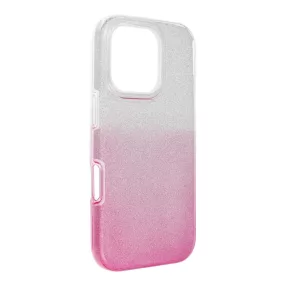   iPhone 16 Pro szilikon tok, hátlaptok, telefon tok, csillámos, pink-ezüst, Shining Case