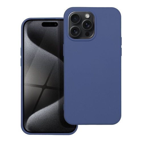 iPhone 16 Pro Max szilikon tok, hátlaptok, telefon tok, velúr belsővel, matt, kék, Silicone