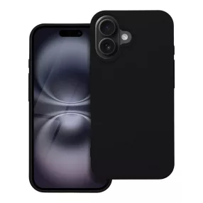   iPhone 16 szilikon tok, hátlaptok, telefon tok, velúr belsővel, matt, fekete, Silicone