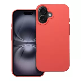   iPhone 16 szilikon tok, hátlaptok, telefon tok, velúr belsővel, matt, barack színű, Silicone