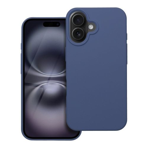 iPhone 16 Plus szilikon tok, hátlaptok, telefon tok, velúr belsővel, matt, kék, Silicone