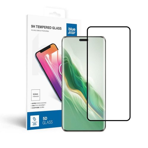 Honor Magic6 Pro 5G üvegfólia, tempered glass, előlapi, 5D, edzett, hajlított, fekete kerettel, BlueStar