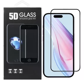   iPhone 16 Pro üvegfólia, tempered glass, előlapi, 5D, edzett, hajlított, fekete kerettel