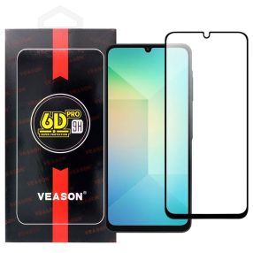   Samsung Galaxy A17 4G / A17 5G / A16 4G / A16 5G üvegfólia, tempered glass, előlapi, edzett, hajlított, fekete kerettel, Veason 6D Pro