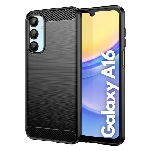 Samsung Galaxy A16 4G / A16 5G szilikon tok, hátlaptok, telefon tok, karbon mintás, fekete, Carbon