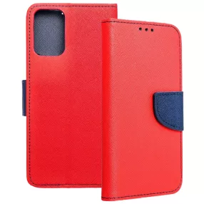   Motorola Moto G35 5G könyvtok, fliptok, telefon tok, bankkártyatartós, mágneszáras, piros-sötétkék, Fancy