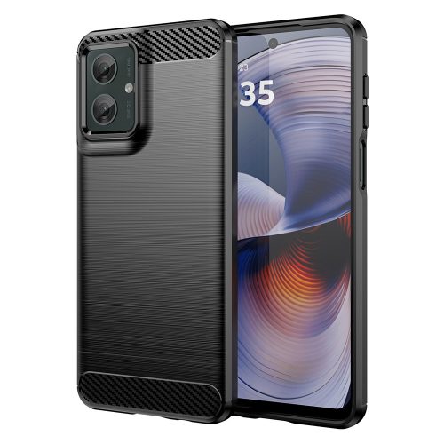 Motorola Moto G55 5G szilikon tok, hátlaptok, telefon tok, karbon mintás, fekete, Carbon case