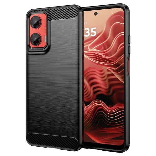 Motorola Moto G35 5G szilikon tok, hátlaptok, telefon tok, karbon mintás, fekete, Carbon case