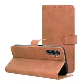  Samsung Galaxy A16 4G / A16 5G könyvtok, fliptok, telefon tok, bankkártyatartós, mágneszáras, barna, Tender Book