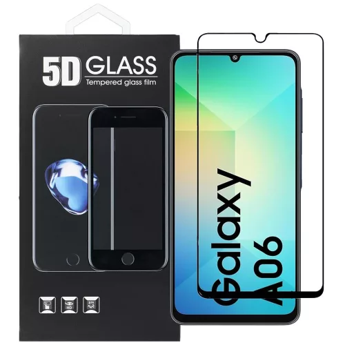 Samsung Galaxy A06 üvegfólia, tempered glass, előlapi, 5D, edzett, hajlított, fekete kerettel