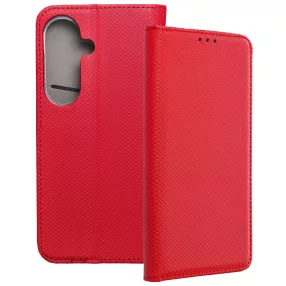   Samsung Galaxy S25 5G könyvtok, fliptok, telefon tok, bankkártyatartós, mágneszáras, piros, Smart Case book