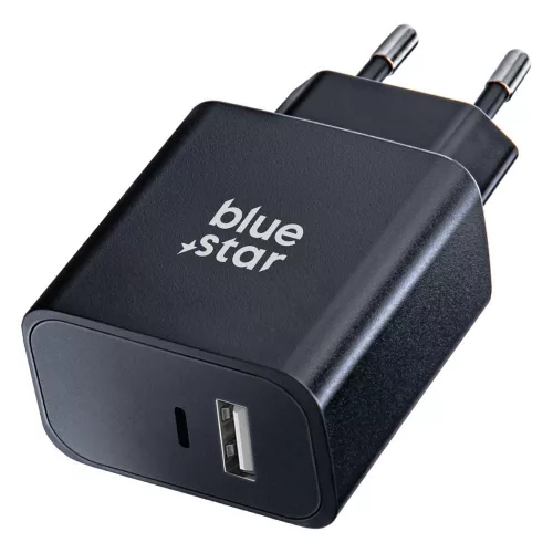 25W USB-C PD + USB-A gyorstöltő hálózati adapter telefon töltő, Bluestar TFB-TC-25WPD