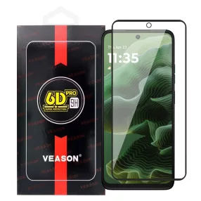   Motorola Moto G35 5G / G75 5G üvegfólia, tempered glass, előlapi, edzett, hajlított, fekete kerettel, Veason 6D Pro