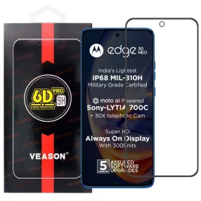   Motorola Edge 50 Neo 5G üvegfólia, tempered glass, előlapi, edzett, hajlított, fekete kerettel, Veason 6D Pro