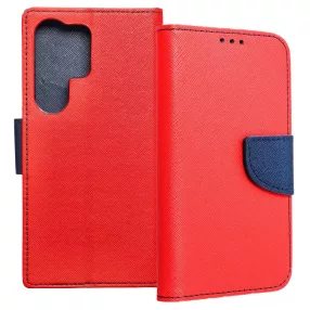   Samsung Galaxy S25 Ultra 5G könyvtok, fliptok, telefon tok, bankkártyatartós, mágneszáras, piros-sötétkék, Fancy