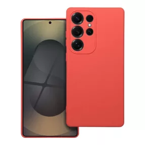   Samsung Galaxy S25 Ultra 5G szilikon tok, hátlaptok, telefon tok, velúr belsővel, matt, barack színű, Silicone