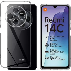   Xiaomi Redmi 14C / Redmi A4 / Poco C75 szilikon tok, telefon tok, hátlaptok, átlátszó, kamera védelemmel, 2mm, Clear