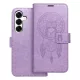 Samsung Galaxy S25 5G könyvtok, fliptok, telefon tok, mágneszáras, bankkártyatartós, álomfogó mintás, lila, Forcell Mezzo