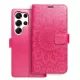 Samsung Galaxy S25 Ultra 5G könyvtok, fliptok, telefon tok, oldalra nyíló tok, mágneszáras, bankkártyatartós, mandala mintás, magenta, Forcell Mezzo