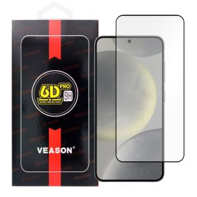   Samsung Galaxy S25 Plus 5G (S25+ 5G) / S25 Edge 5G üvegfólia, tempered glass, előlapi, edzett, hajlított, fekete kerettel, Veason 6D Pro , ujjlenyomat-olvasó kompatibilis