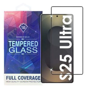   Samsung Galaxy S25 Ultra 5G üvegfólia, tempered glass, előlapi, 5D, edzett, hajlított, fekete kerettel