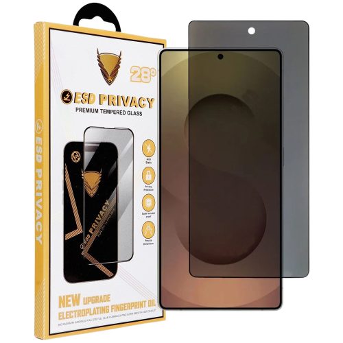 Samsung Galaxy S25 Ultra 5G Privacy üvegfólia – 9H, fekete keretes, betekintés védelemmel, OG Premium
