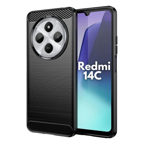 Xiaomi Redmi 14C / Redmi A4 / Poco C75 szilikon tok, hátlaptok, telefon tok, karbon mintás, fekete, Carbon case