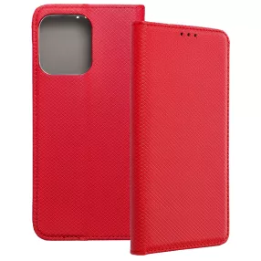   Motorola Moto G75 5G könyvtok, fliptok, telefon tok, bankkártyatartós, mágneszáras, piros, Smart Case book