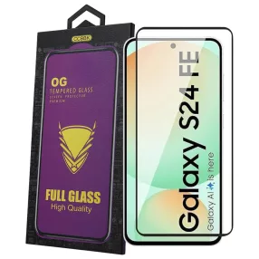   Samsung Galaxy S24 FE 5G üvegfólia – 9H edzett kijelzővédő, teljes képernyős, fekete keretes, OG Premium
