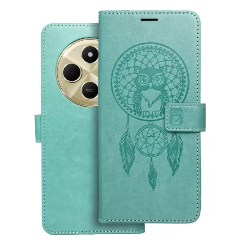 Xiaomi Redmi 14C / Redmi A4 / Poco C75 könyvtok, fliptok, telefon tok, mágneszáras, bankkártyatartós, álomfogó mintás, zöld, Forcell Mezzo