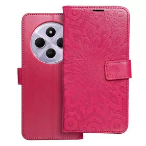   Xiaomi Redmi 14C / Redmi A4 / Poco C75 könyvtok, fliptok, telefon tok, mágneszáras, bankkártyatartós, mandala mintás, magenta, Forcell Mezzo