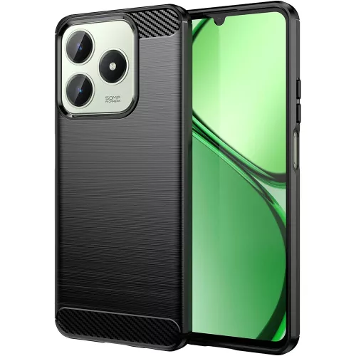 Realme Note 60 / C63 4G szilikon tok, hátlaptok, telefon tok, karbon mintás, fekete, Carbon case