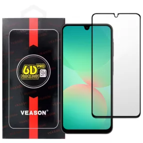   Samsung Galaxy A26 5G üvegfólia, tempered glass, előlapi, edzett, hajlított, fekete kerettel, Veason 6D Pro