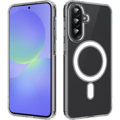 Samsung Galaxy A56 5G hátlaptok, telefon tok, átlátszó, mágneses tartóval kompatibilis, Mag Cover
