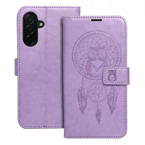   Samsung Galaxy A56 5G könyvtok, fliptok, telefon tok, mágneszáras, bankkártyatartós, álomfogó mintás, lila, Forcell Mezzo