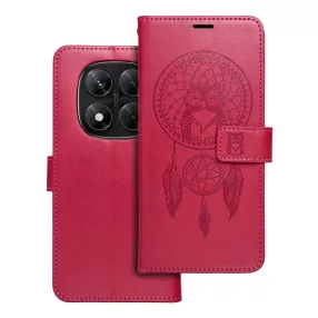   Xiaomi Redmi Note 14 Pro 5G / Redmi Note 14 Pro Plus 5G könyvtok, fliptok, telefon tok, mágneszáras, bankkártyatartós, álomfogó mintás, magenta, Forcell Mezzo