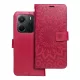 Xiaomi Redmi Note 14 5G könyvtok, fliptok, telefon tok, mágneszáras, bankkártyatartós, mandala mintás, magenta, Forcell Mezzo