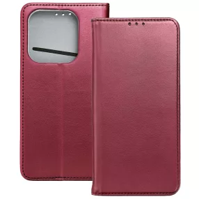   Xiaomi Redmi Note 14 5G könyvtok, fliptok, telefon tok, bankkártyatartós, mágneszáras, bordó, Smart Magneto