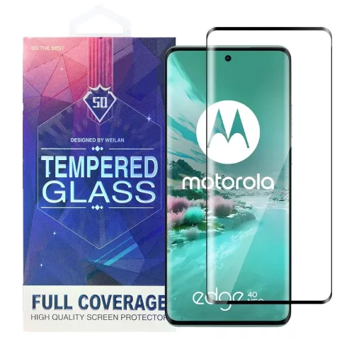 Motorola Edge 40 Neo 5G üvegfólia, tempered glass, előlapi, 5D, hajlított, edzett, fekete kerettel