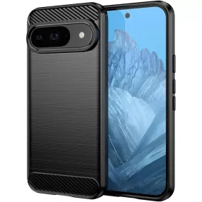   Google Pixel 9 5G / 9 Pro 5G szilikon tok, hátlaptok, telefon tok, karbon mintás, fekete, Carbon case
