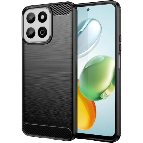 Honor 200 Smart 5G szilikon tok, hátlaptok, telefon tok, karbon mintás, fekete, Carbon case