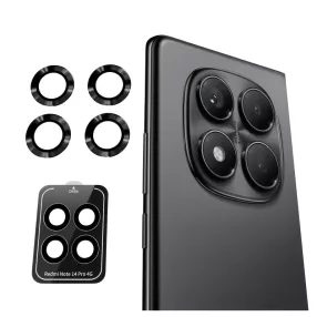   Xiaomi Redmi Note 14 Pro 4G üvegfólia, tempered glass, edzett, 3D, kamera védő, lencsevédő, fekete, felhelyezést segítő kerettel