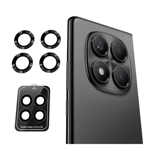 Xiaomi Redmi Note 14 Pro 4G üvegfólia, tempered glass, edzett, 3D, kamera védő, lencsevédő, fekete, felhelyezést segítő kerettel