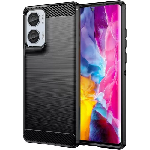 Motorola Edge 50 Fusion 5G szilikon tok, hátlaptok, telefon tok, karbon mintás, fekete, Carbon case