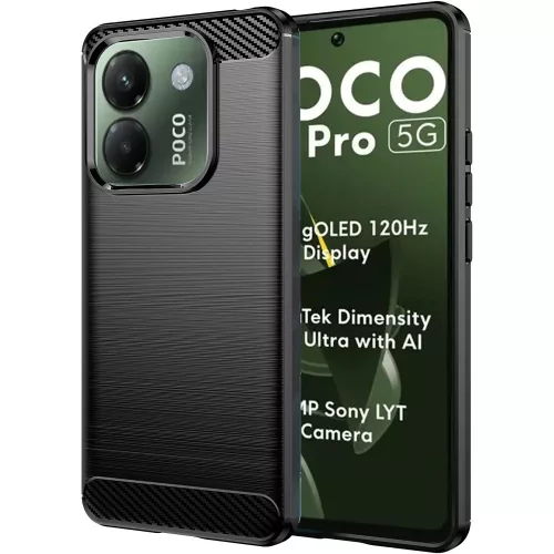 Xiaomi Poco M7 Pro 5G szilikon tok, hátlaptok, telefon tok, karbon mintás, fekete, Carbon case