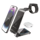 3 az 1-ben vezeték nélküli töltő 15W telefonhoz, Apple Watchhoz és vezeték nélküli fülhallgatóhoz, USB-C, fekete – Forcell F-Energy Simply Charge